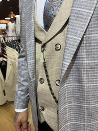 Leonardo - Blue/Beige 3 Piece Suit