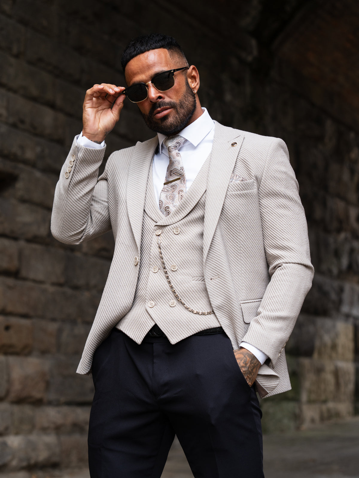 Taurus - Taupe 3 Piece Suit