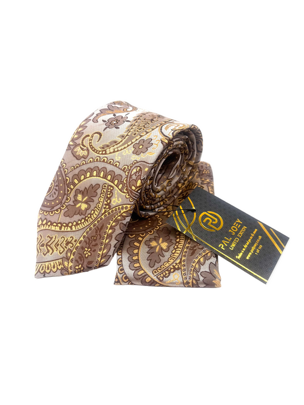 Brown and Gold Pattern Tie Set