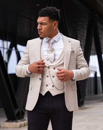 Cassian - Light Beige/Brown 3 Piece Suit