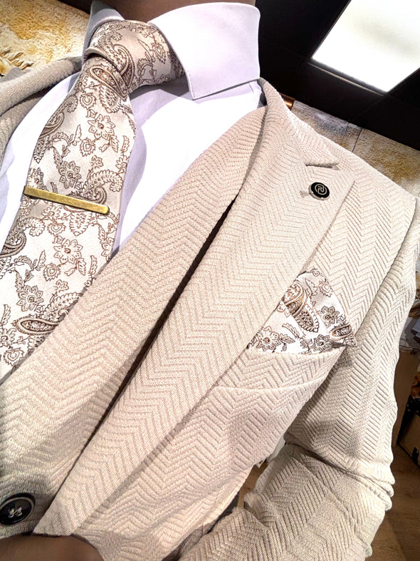 Vittario - Beige 3 Piece Suit