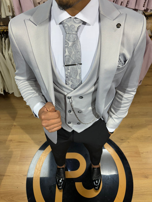 Bellini - Silver Grey 3 Piece Suit