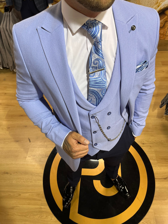 Miami - Blue 3 Piece Suit