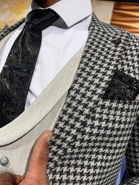 Monaco - Dark Grey/Black 3 Piece Suit