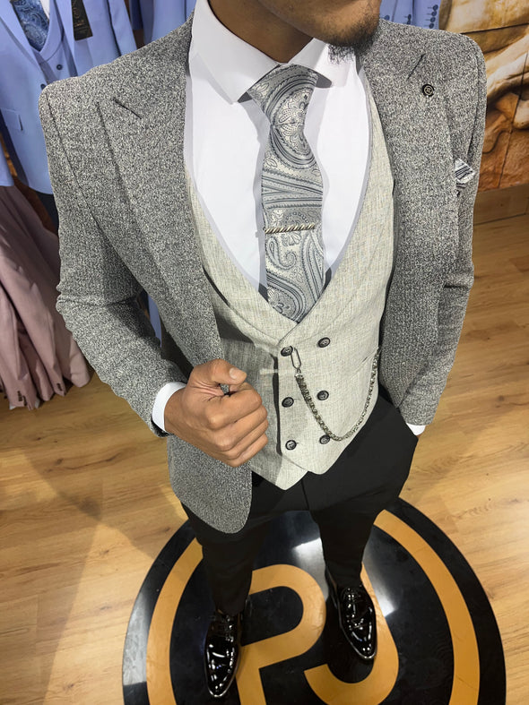 New Orleans - Charcoal Grey/Light Grey 3 Piece Suit