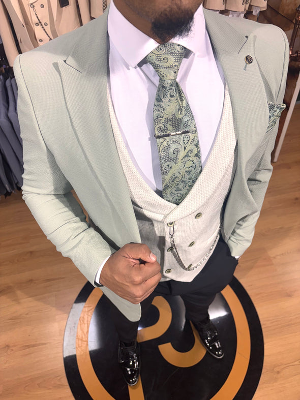 Linton - Mint Green/Light Grey 3 Piece Suit