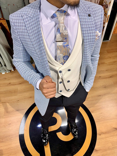 Riorson - Baby Blue/Cream 3 Piece Suit