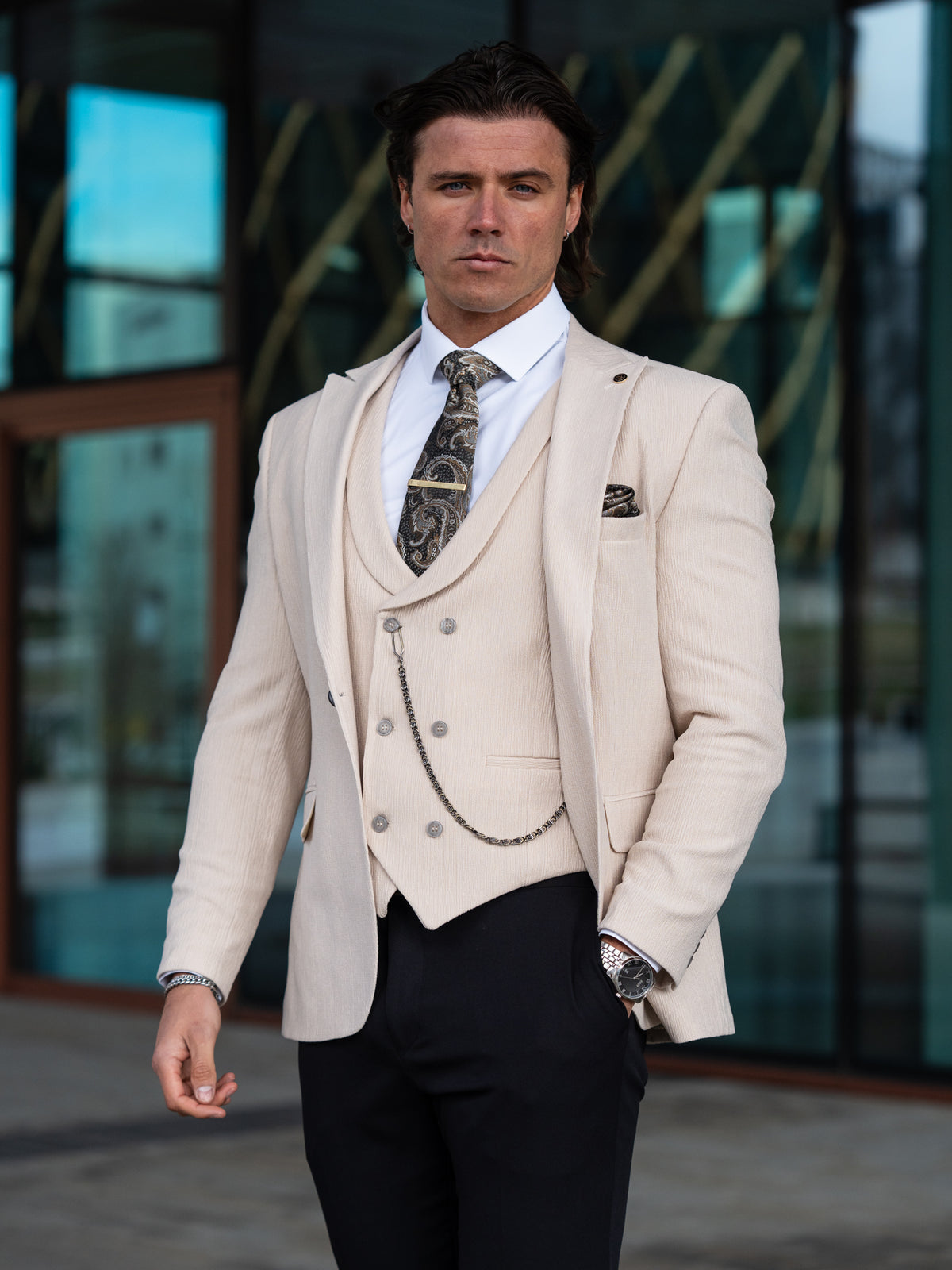 Van Doren - Light Beige 3 Piece Suit