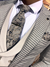 Miley - Beige/Black 3 Piece Suit