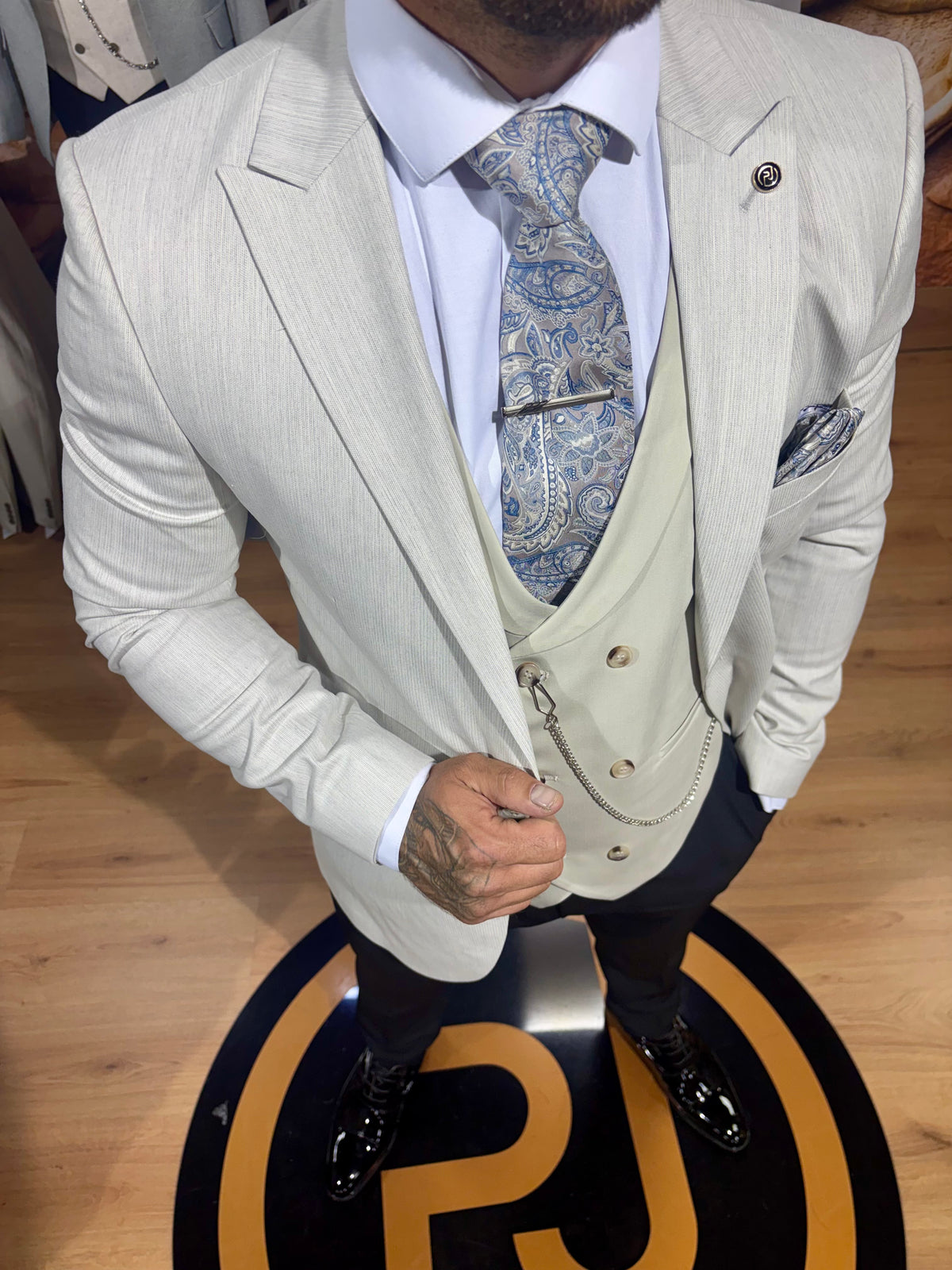 Herrington - Grey/Stone 3 Piece Suit