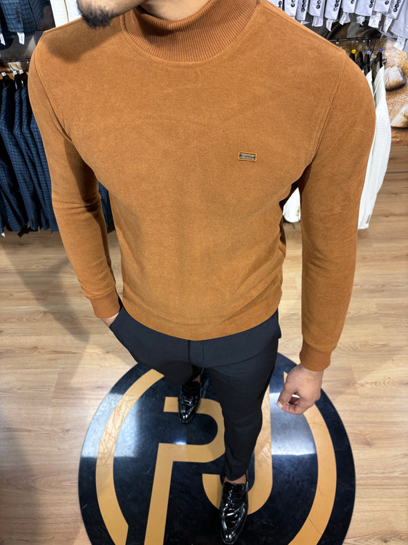 Mock Turtle Neck Jumper - Tan