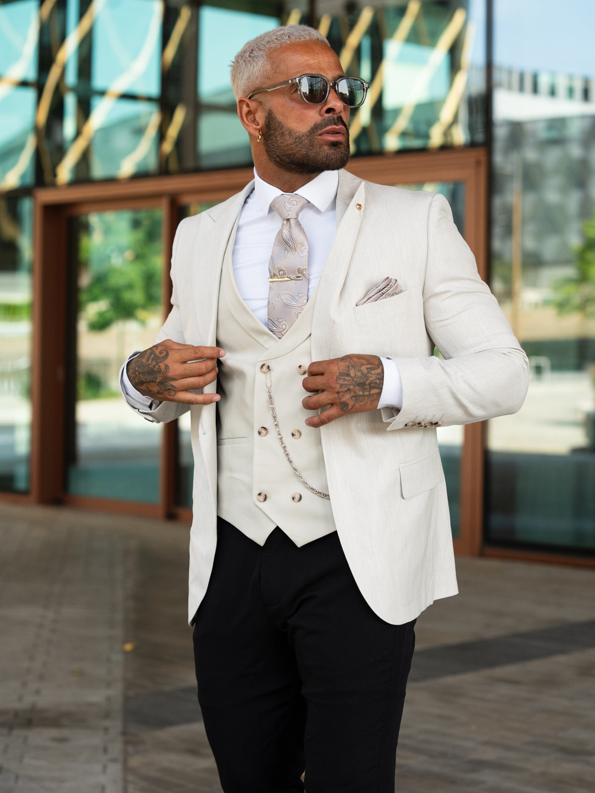Herrington - Grey/Stone 3 Piece Suit