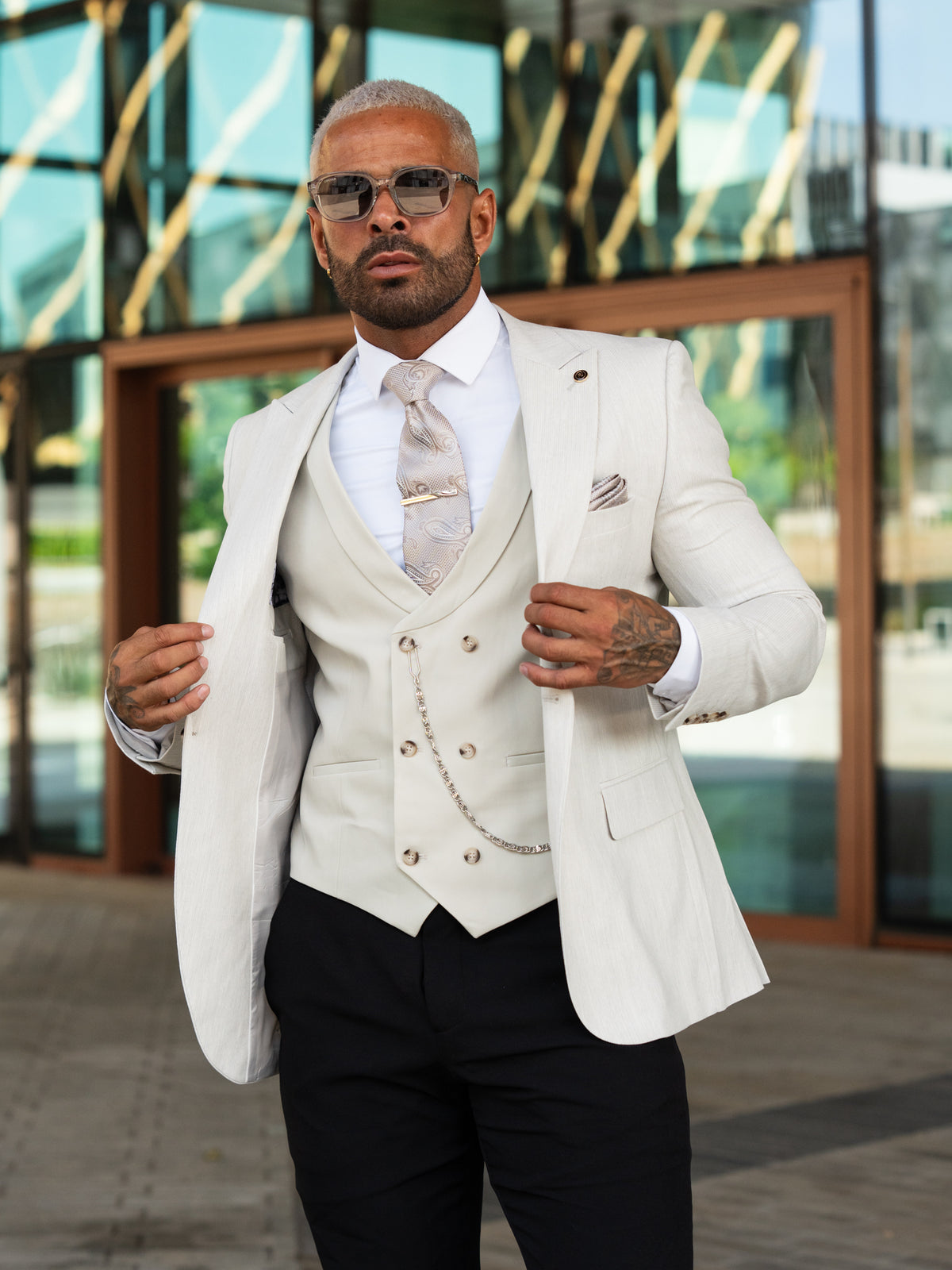 Herrington - Grey/Stone 3 Piece Suit