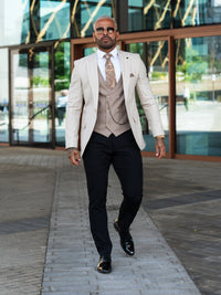 Elanga - Beige/Brown 3 Piece Suit