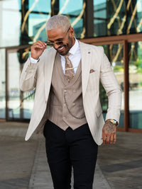 Elanga - Beige/Brown 3 Piece Suit