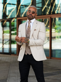 Elanga - Beige/Brown 3 Piece Suit