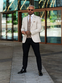 Elanga - Beige/Brown 3 Piece Suit