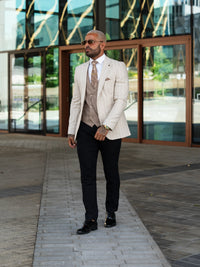 Elanga - Beige/Brown 3 Piece Suit