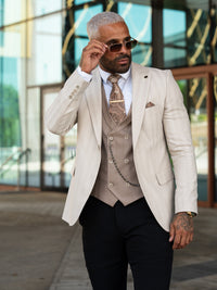 Elanga - Beige/Brown 3 Piece Suit