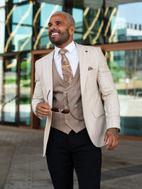 Elanga - Beige/Brown 3 Piece Suit