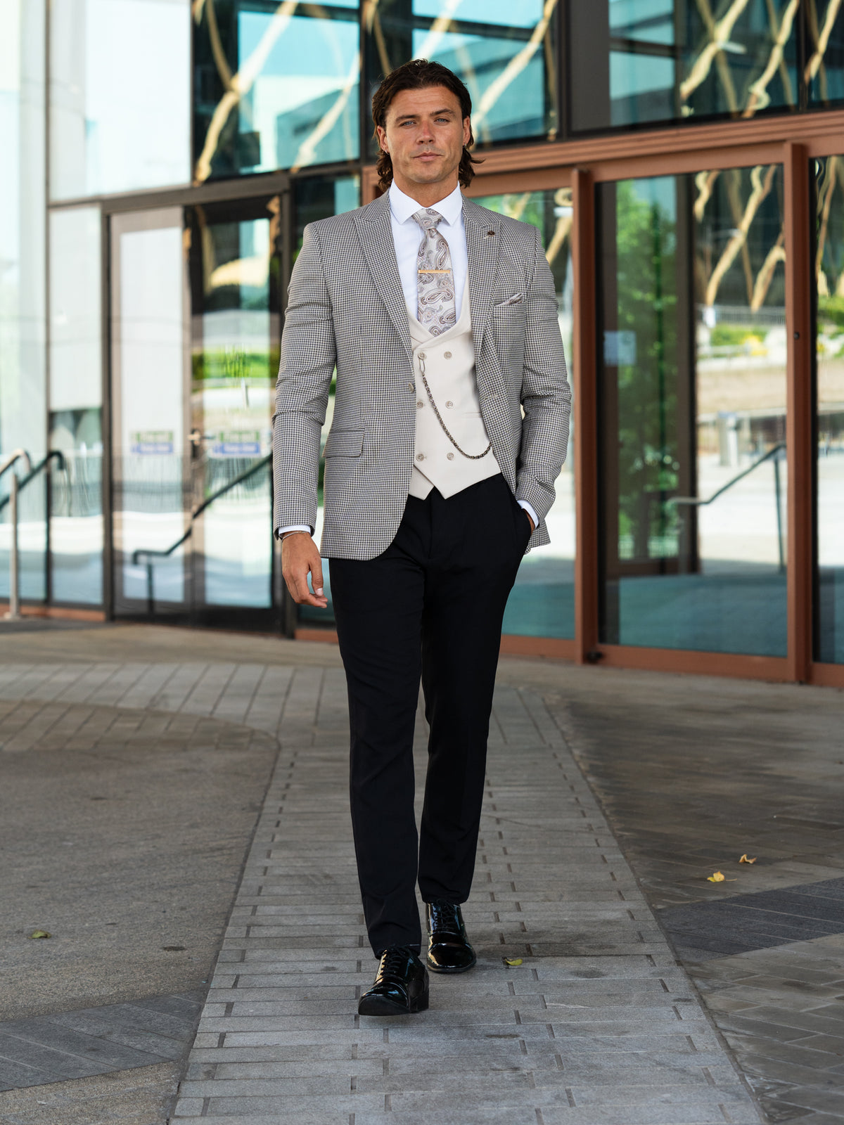 Molina - Charcoal Grey/Beige 3 Piece Suit