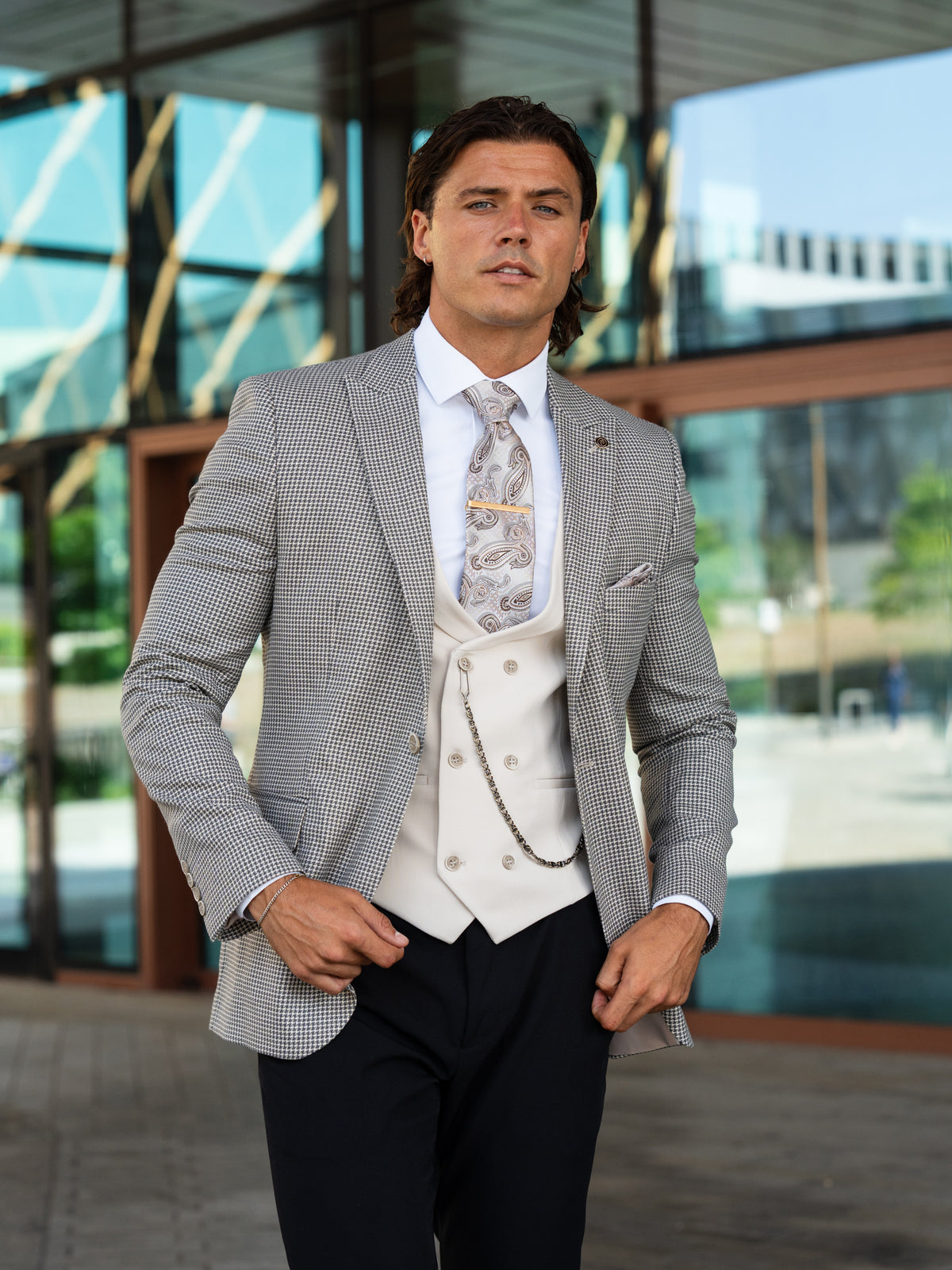 Molina - Charcoal Grey/Beige 3 Piece Suit