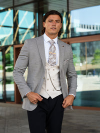 Molina - Charcoal Grey/Beige 3 Piece Suit