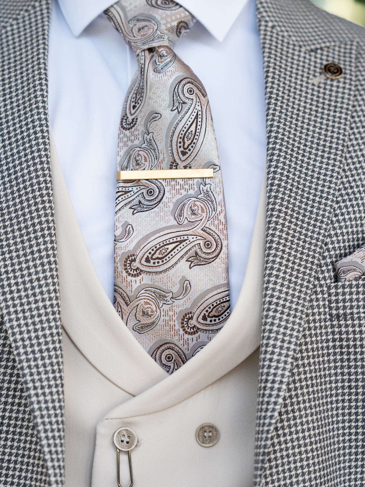 Molina - Charcoal Grey/Beige 3 Piece Suit