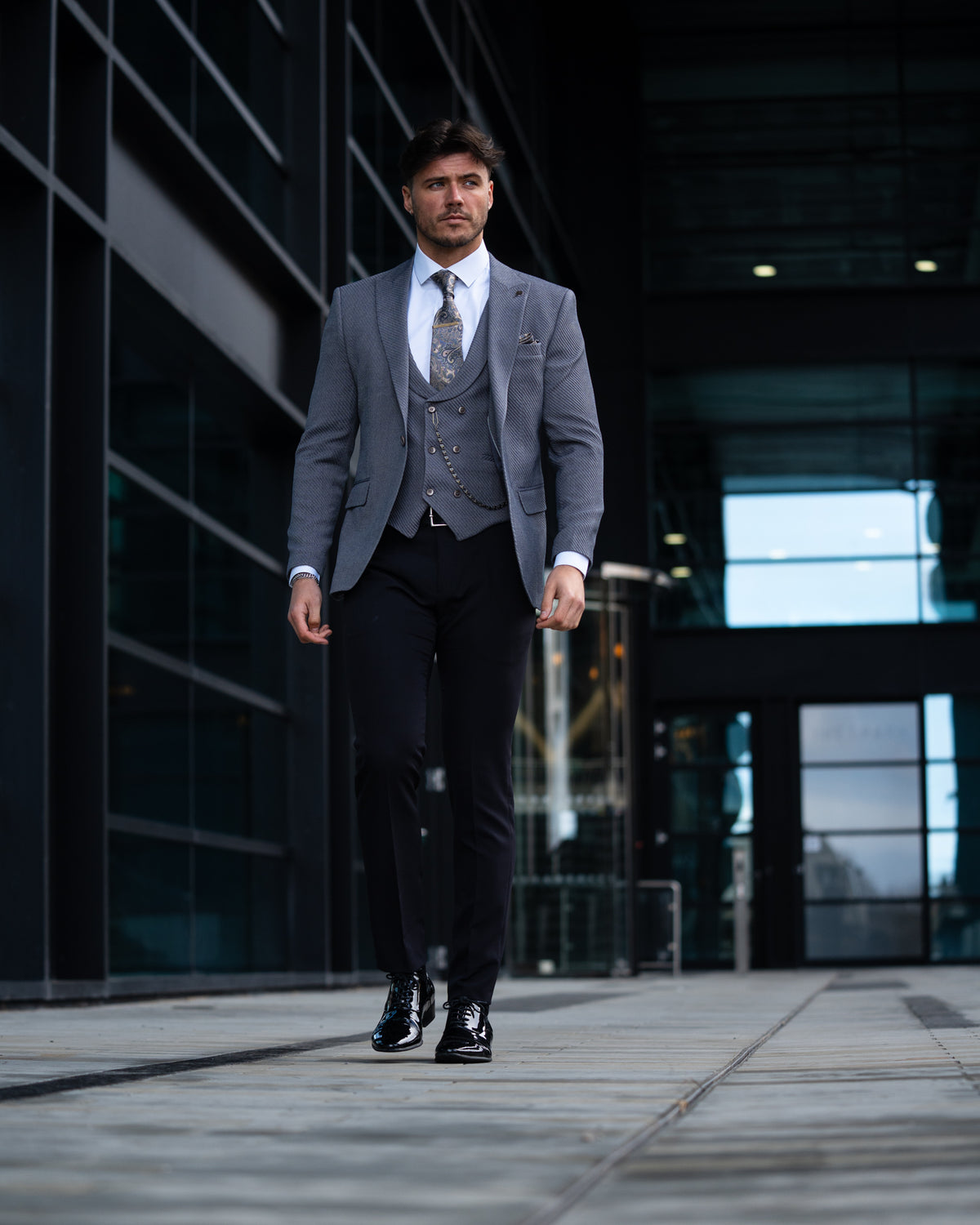 Broadway - Slate Blue/Beige 3 Piece Suit