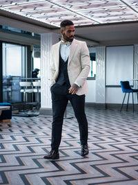 Dino - Cream/Black Tuxedo & Bow Tie