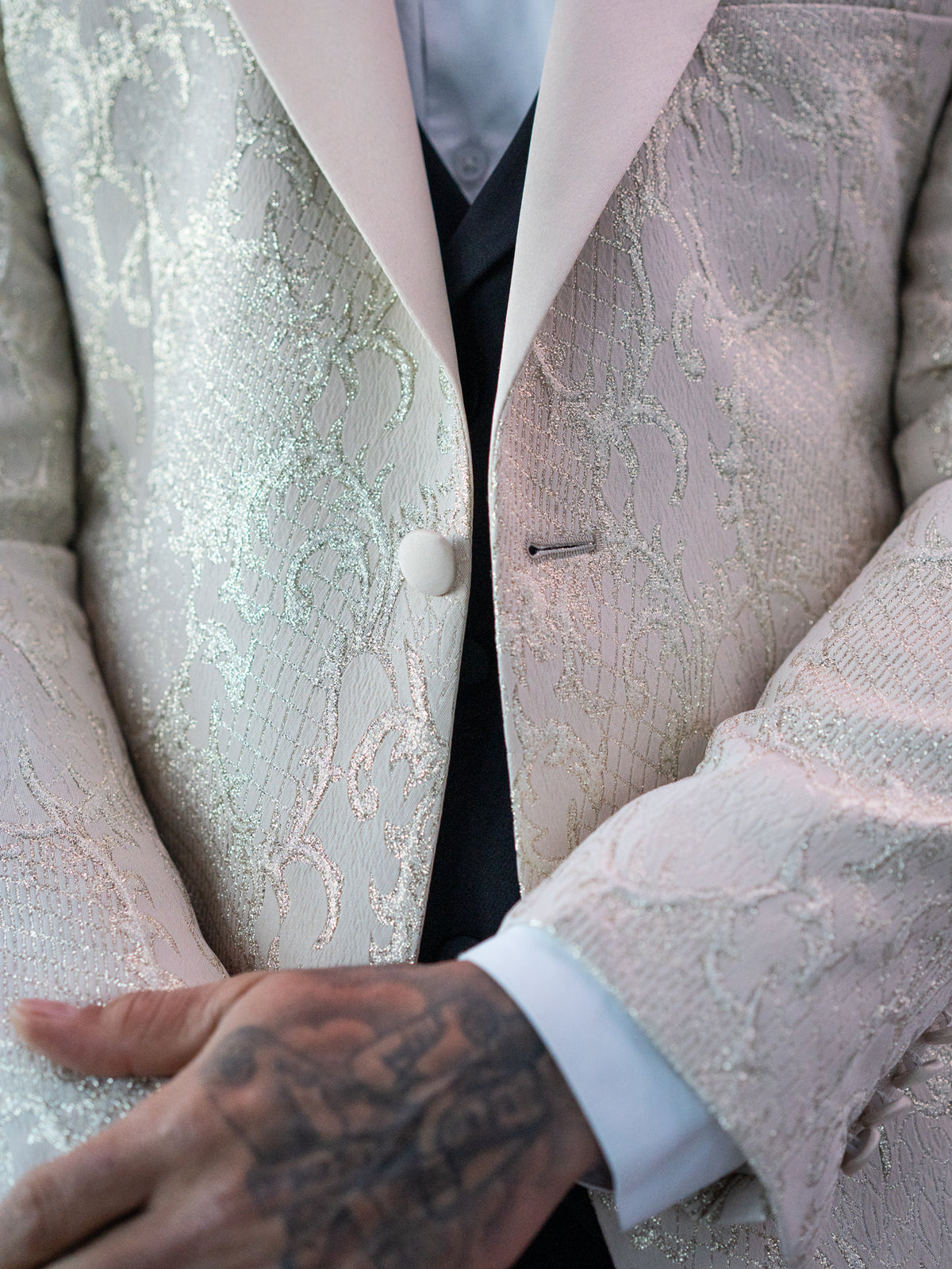 Dino - Cream/Black Tuxedo & Bow Tie