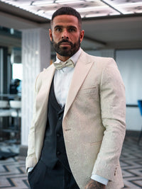 Dino - Cream/Black Tuxedo & Bow Tie
