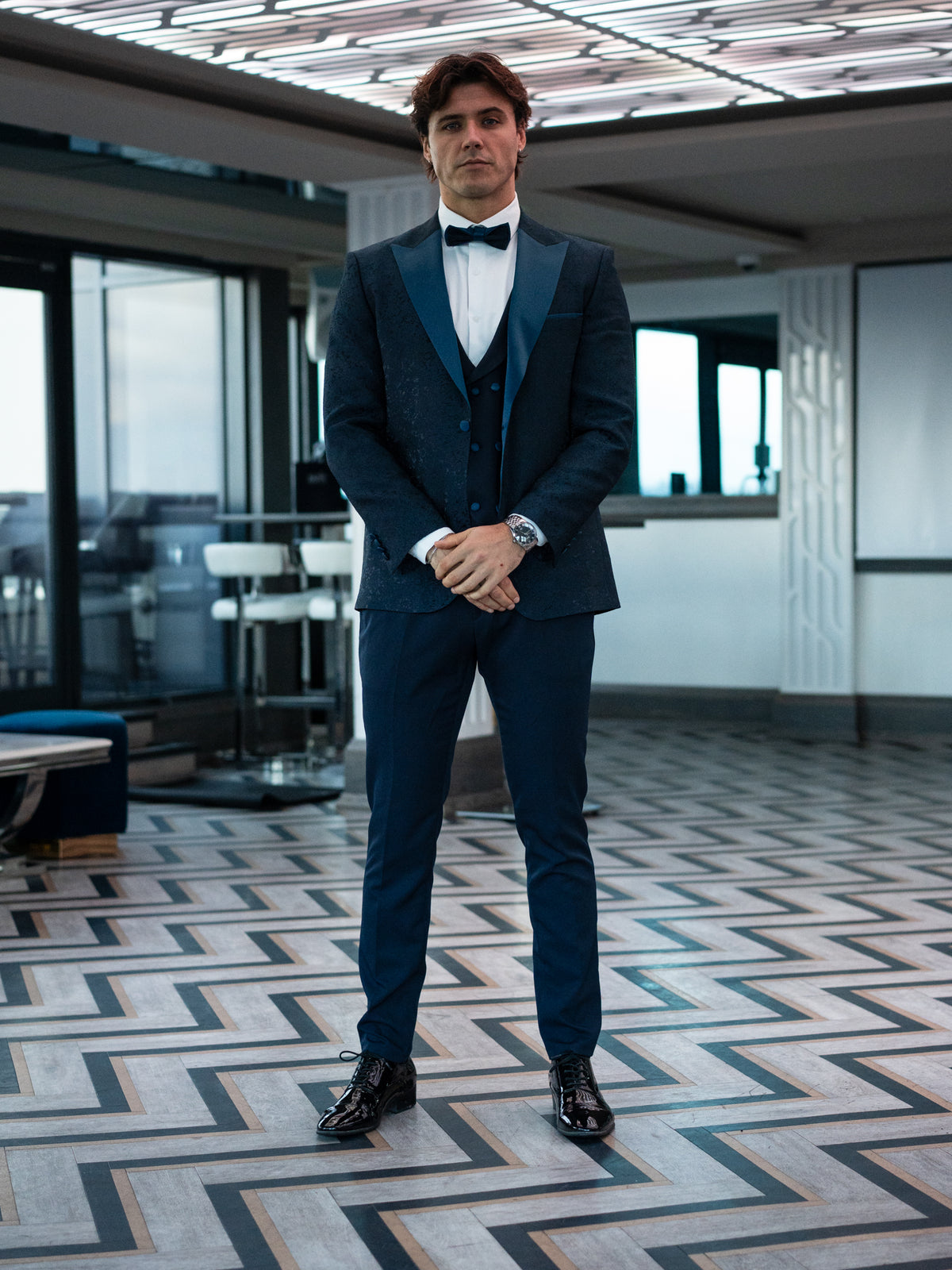 Ermanno - Blue/Navy Tuxedo & Bow Tie