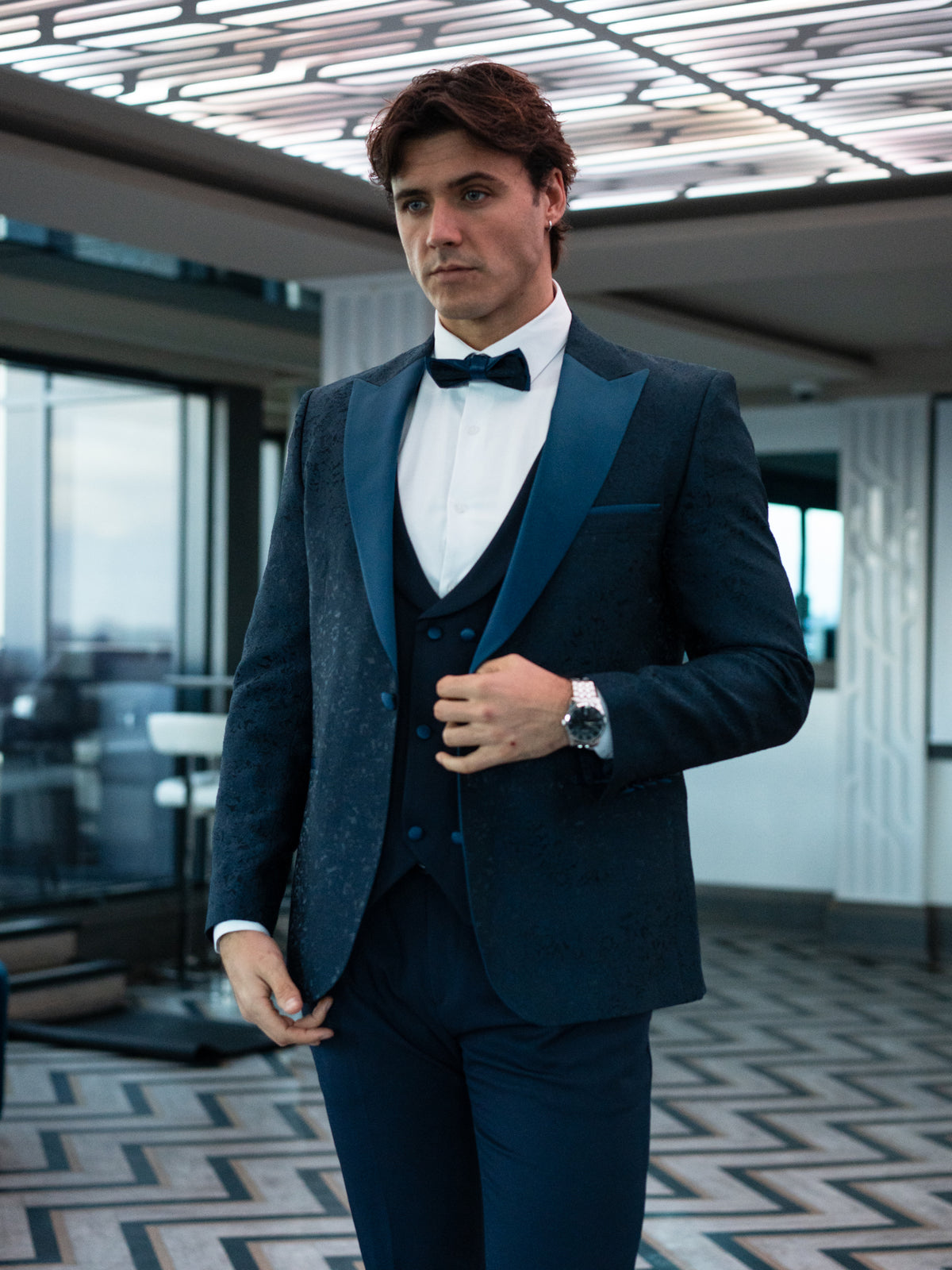 Ermanno - Blue/Navy Tuxedo & Bow Tie