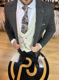 Dobey - Black/Light Beige 3 Piece Suit
