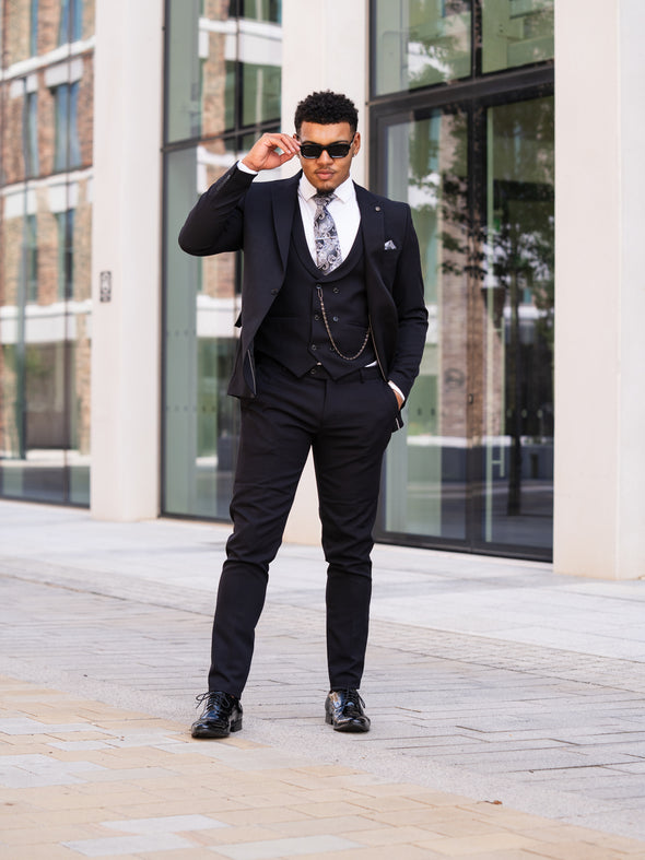 V2 Essential Black 3 Piece Suit