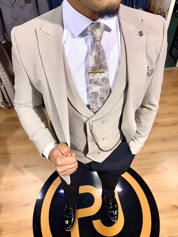 Taurus - Taupe 3 Piece Suit
