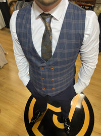 Waistcoat - 0011 Navy/Brown