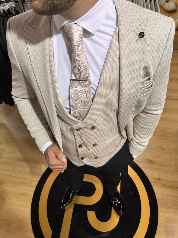 Pacino - Cream 3 Piece Suit