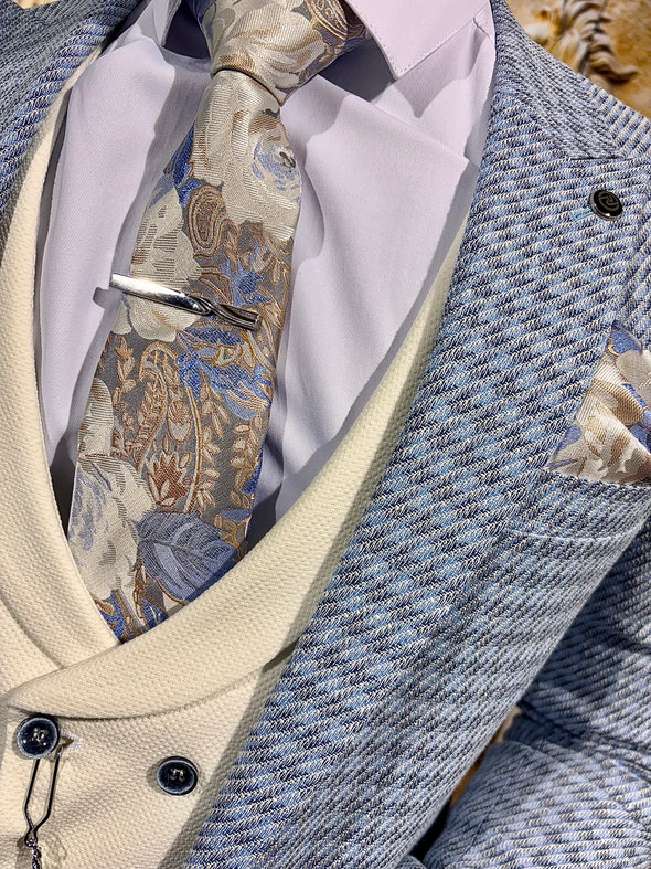 Riorson - Baby Blue/Cream 3 Piece Suit