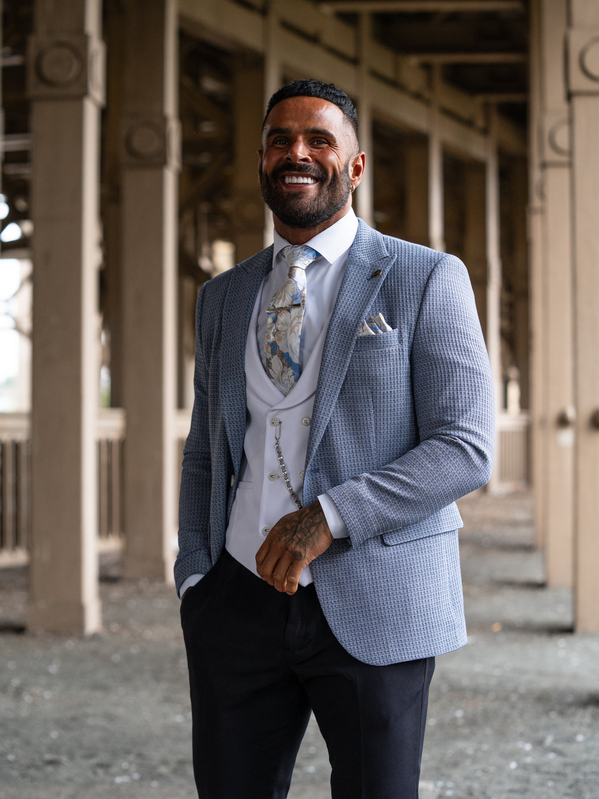 Pegasi - Pale Blue/White 3 Piece Suit
