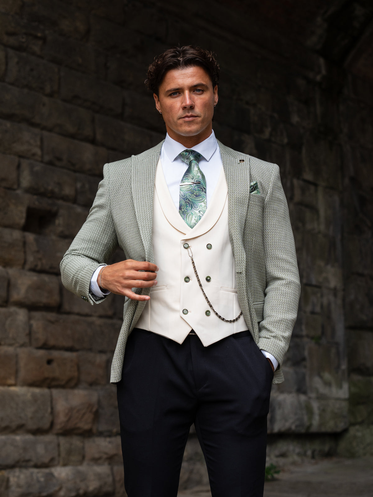 Dorado - Moss Green/Cream 3 Piece Suit