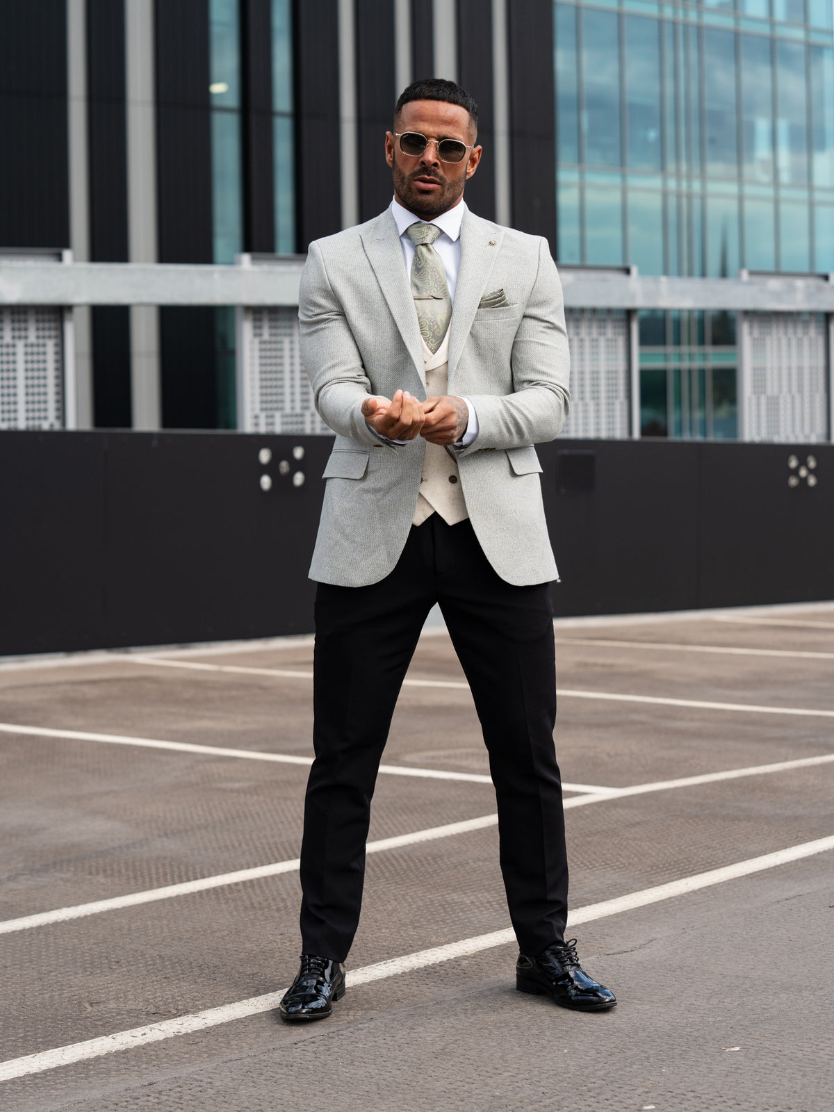 Xander - Green/Cream 3 Piece Suit