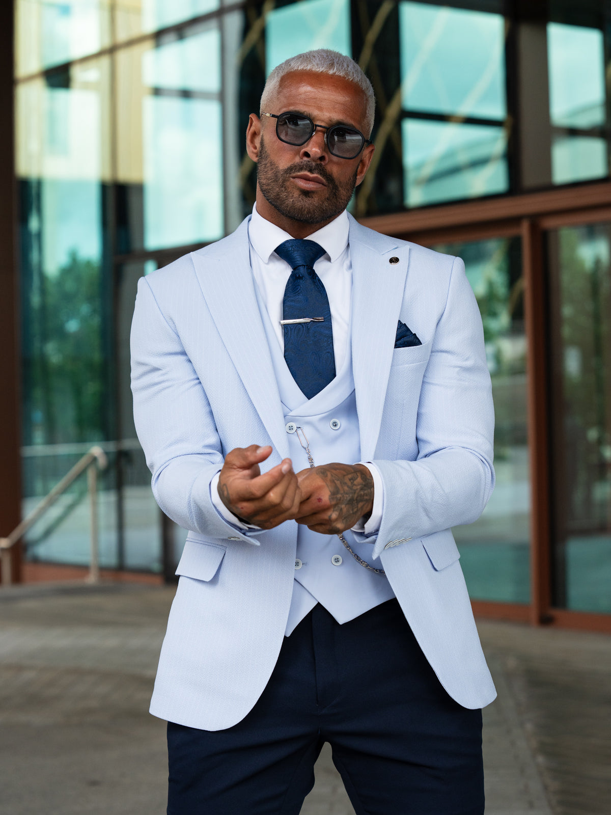Moralis - Baby Blue 3 Piece Suit