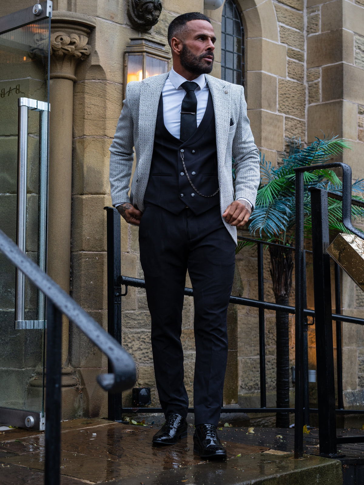 Monarch - Light Grey/Black 3 Piece Suit