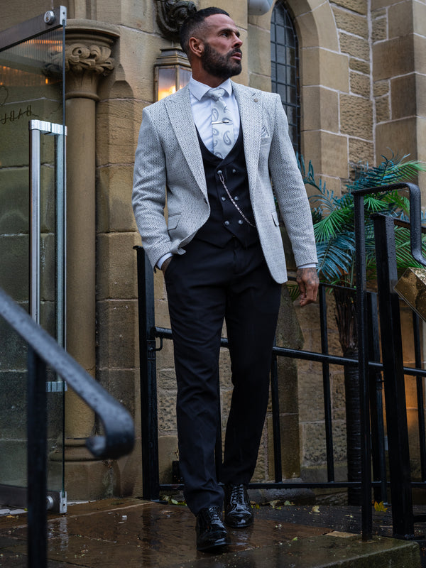 Monarch - Light Grey/Black 3 Piece Suit