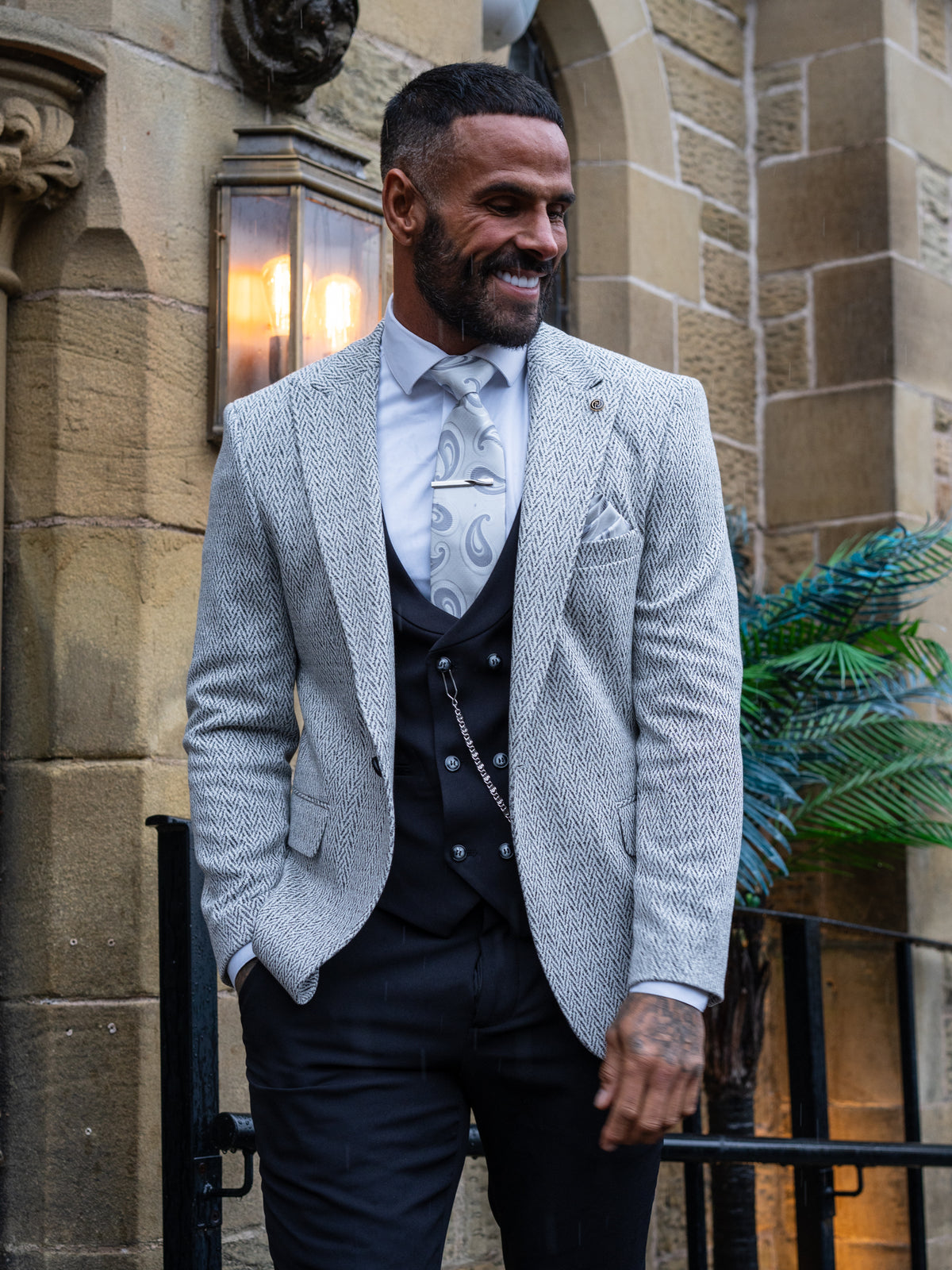 Monarch - Light Grey/Black 3 Piece Suit