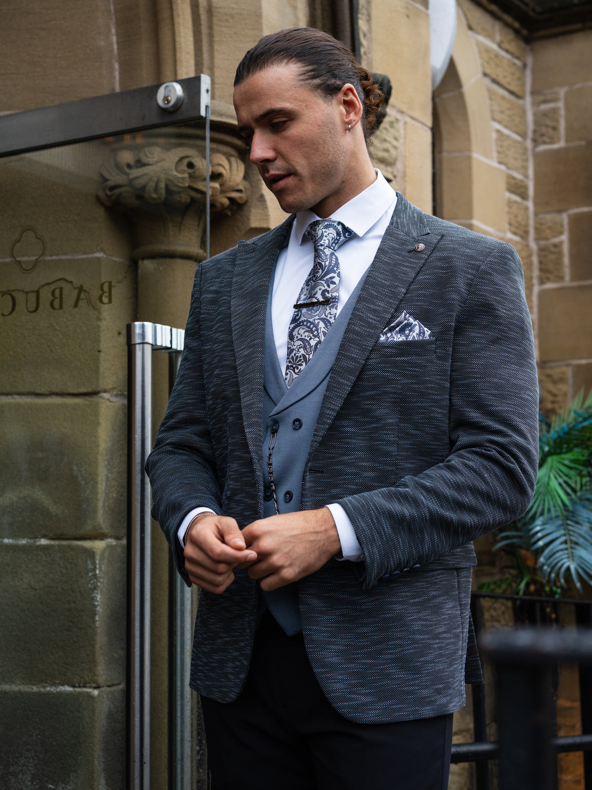 Solace - Slate Blue/Black 3 Piece Suit