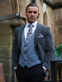 Solace - Slate Blue/Black 3 Piece Suit