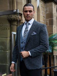 Solace - Slate Blue/Black 3 Piece Suit